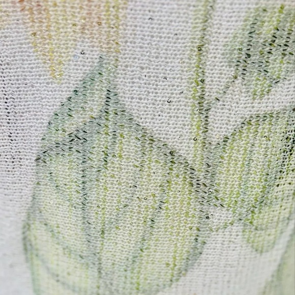 NWT Sioni Sunflower Fall Sweater 3/4 Sleeve Cream Medium Sparkly Rayon Blend - Picture 3 of 6